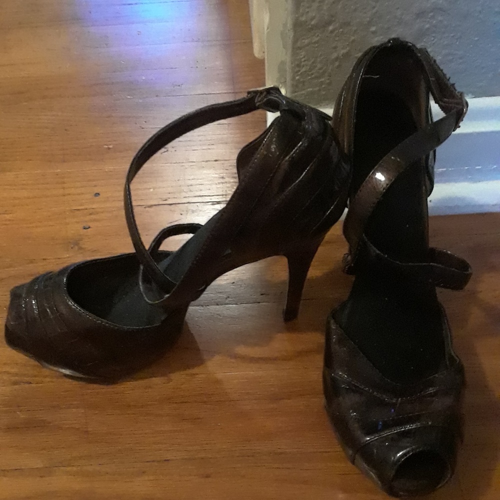 Brown Strappy Peep Toe